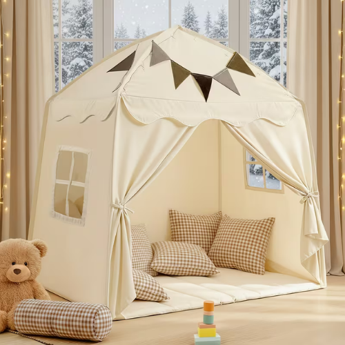 ™Elvianah |  אוהל בית משחק לילדים, ניתן לכביסה, אורות כוכבים ושרשרת דקורטיבית