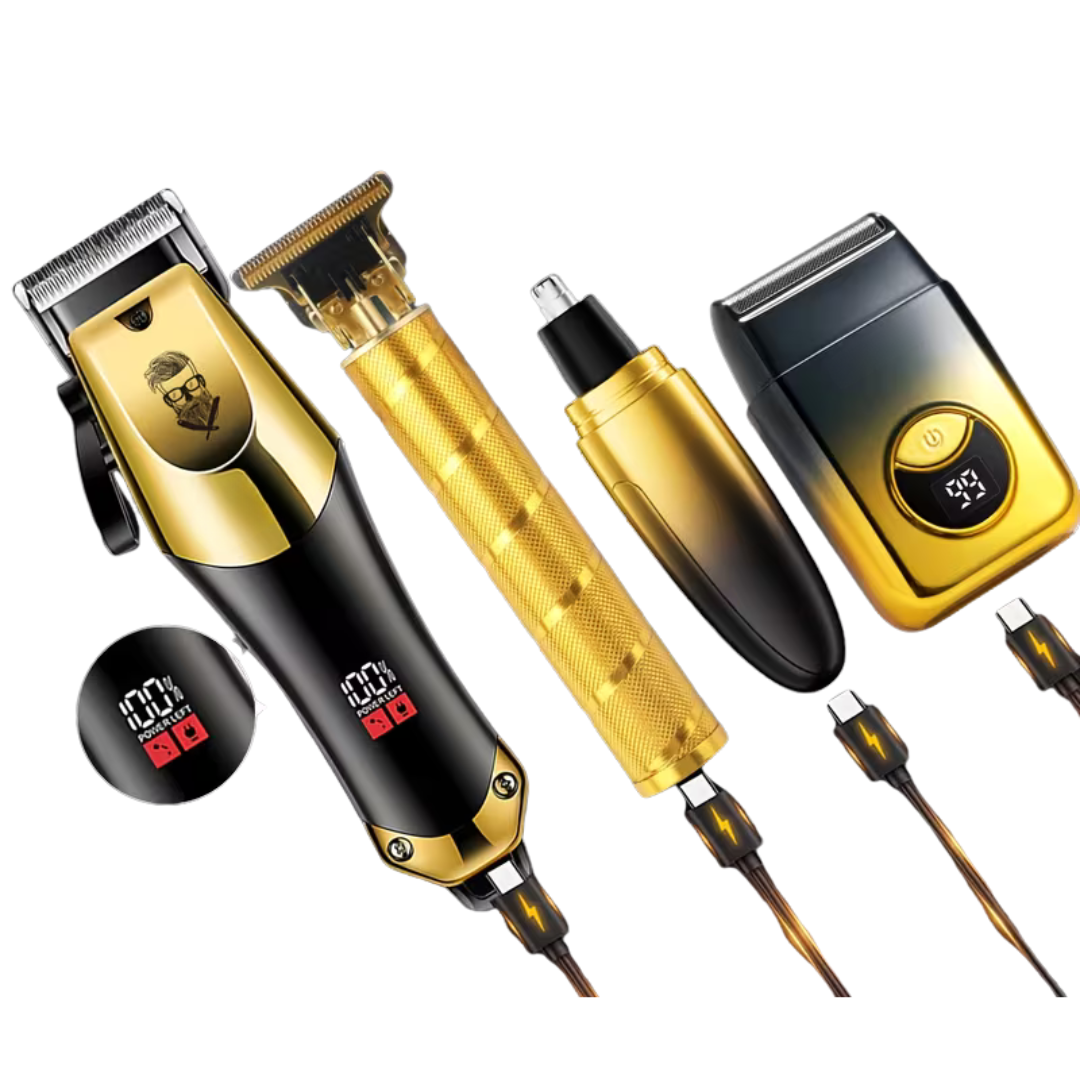 ™Zyro | סט מכונת תספורת חשמלית – 4 חלקים, סוללת ליתיום